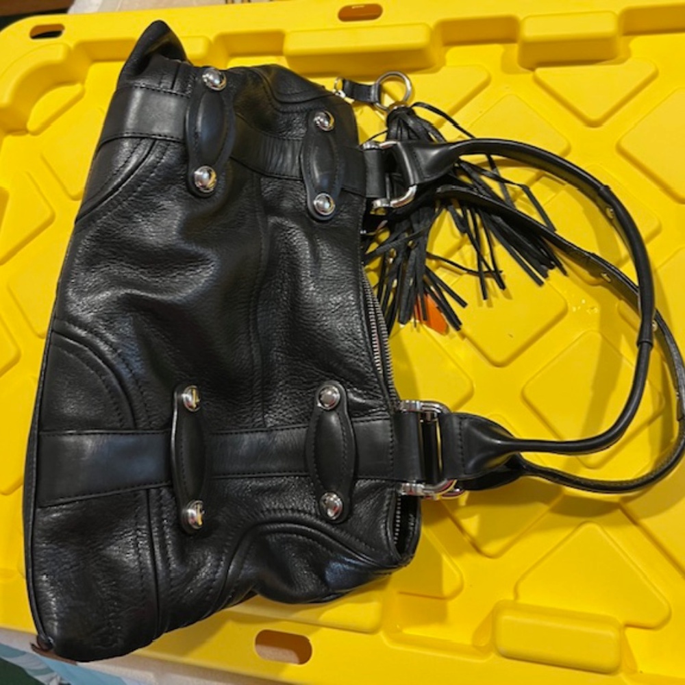 B Makowsky Black Leather Handbag